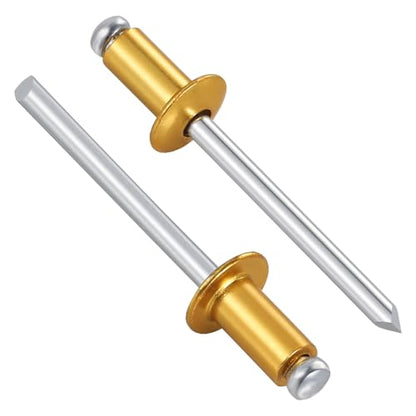Wensilon (350 Pcs) 1/8"x3/8" Golden Aluminum blind pro Rivets,Golden Aluminum Grip and Steel Mandrel - color: Golden Aluminum, size: 1/8"x3/8"