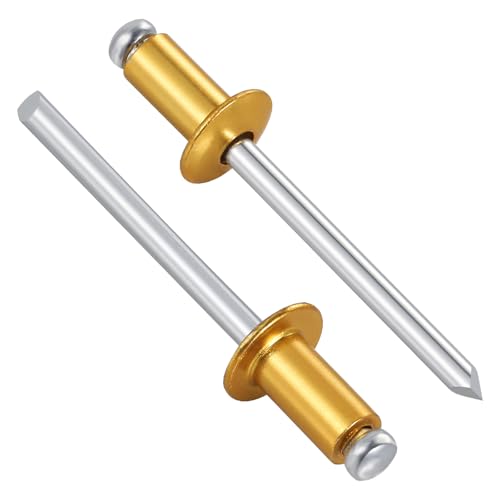 Wensilon (350 Pcs) 1/8"x3/8" Golden Aluminum blind pro Rivets,Golden Aluminum Grip and Steel Mandrel - color: Golden Aluminum, size: 1/8"x3/8"