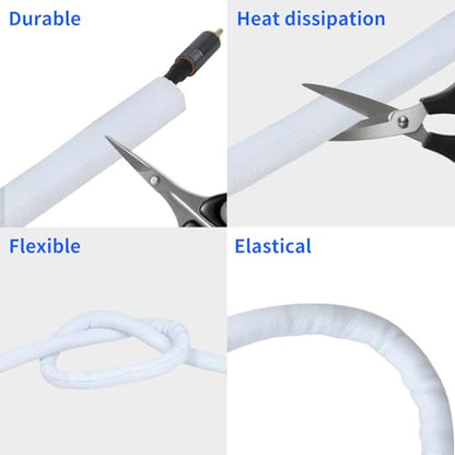 Split Wire Loom, 20ft Automotive Cable Protector Sleeve, Flexible Braided Cable Sleeves High Temperature Cable Management (White, 3/8") - color: White, size: 3/8"