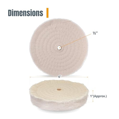 POWERTEC 6 Inch Buffing & Polishing Wheels (80 Ply) 2 Pack, Extra Thick Buffer Wheels w/ 1/2" Arbor Hole for Bench Buffer Polisher and Bench Grinder (71630) - size: 6 inch, 2 pack