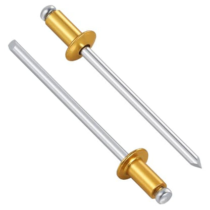 Wensilon (400 Pcs) 1/8"x1/4" Golden Aluminum blind pro Rivets,Golden Aluminum Grip and Steel Mandrel - color: Golden Aluminum, size: 1/8"x1/4"