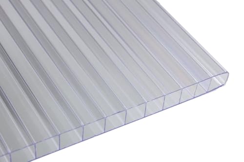 Falken Design Clear Twin Wall Polycarbonate Panel - 12" x 12" x 3/8" (8mm) - UV Resistant Lightweight, Shatterproof Roof Sheet for DIY, Greenhouses, Sheds & Outdoor Use