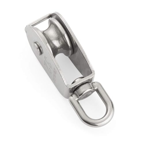 6 Pcs M32 Single Pulley Black Loading 440 lbs, STARVAST Stainless Steel Heavy Duty Swivel Lifting Rope Pulley Block 32mm Pulley Roller - size: M32-6PCS