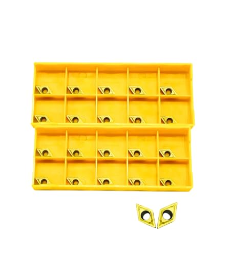 Carbide Inserts for Lathe Tool Holder - 10PCS DCMT21.51 Indexable Solid Carbide Turning Insert Blade - style: 20PCS DCMT070204 yellow