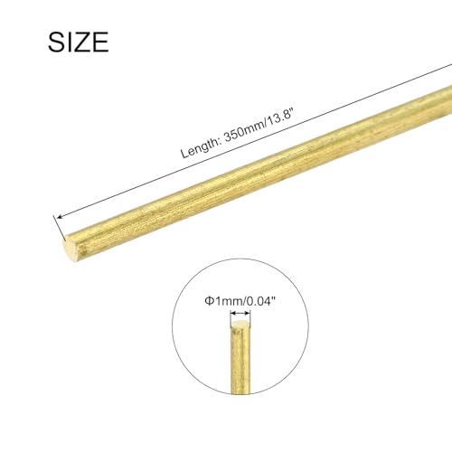 uxcell 1mm x 350mm Brass Round Rod, Metal Solid Shaft Rods Lathe Bar Stock for DIY Crafts Model Car Helicopter Airplane 10pcs - size: 1mm x 350mm