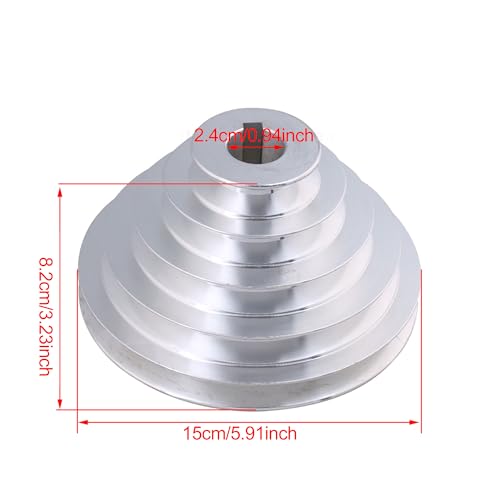 5 Stepped Pulley 24mm Bore | Aluminum Cone Pulley | 8mm Keywayed - size: 24MM BORE