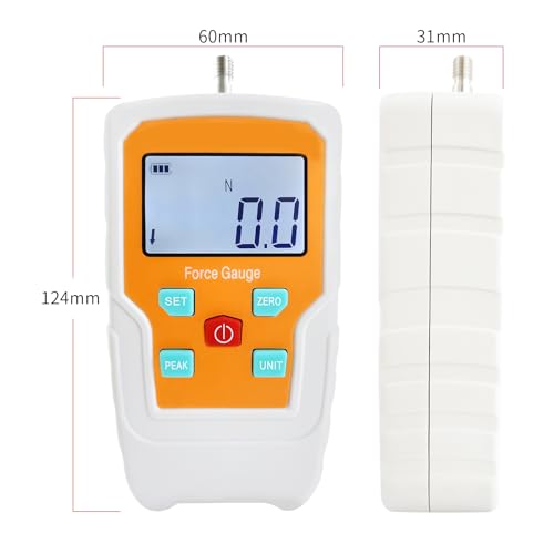 Digital Force Gauge Push and Pull Meter Dynamometer Tension Pressure Tester Thrust Meter Compression Load Plug Force Destructive Tests 100N/10kg/22lbf/360Oz - size: 22LB 100N