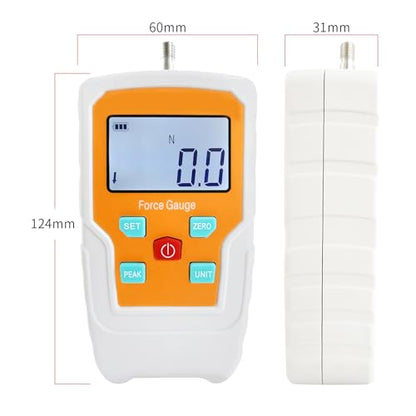 Digital Force Gauge Push and Pull Meter Dynamometer Tension Pressure Tester Thrust Meter Compression Load Plug Force Destructive Tests 100N/10kg/22lbf/360Oz - size: 22LB 100N