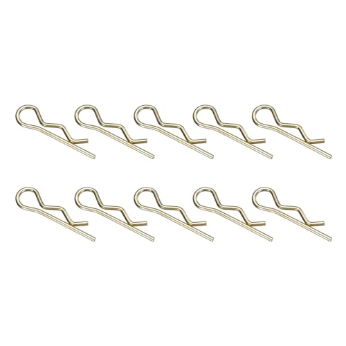 uxcell 10Pcs Hitch Pin Clip, 6x110mm Zinc-Plated Spring Steel Retaining R Clip Retaining Wire Hair Pins Cotter Pin Assortment Kit Clips for Trailer Tractors Mower Carts Truck, Gold - size: 6x110mm