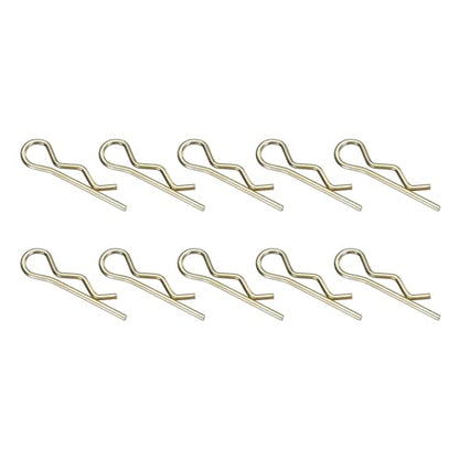 uxcell 10Pcs Hitch Pin Clip, 6x110mm Zinc-Plated Spring Steel Retaining R Clip Retaining Wire Hair Pins Cotter Pin Assortment Kit Clips for Trailer Tractors Mower Carts Truck, Gold - size: 6x110mm