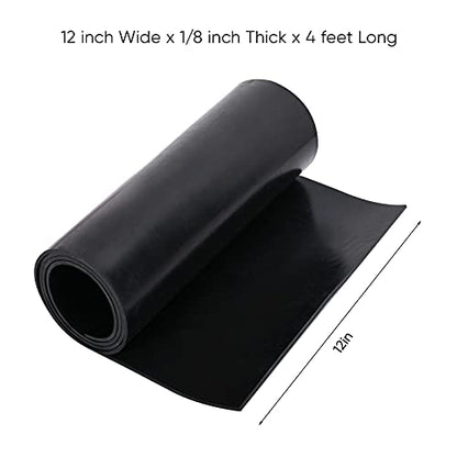 Neoprene Rubber Gasket Strip Waterproof, 1/8 Inch Thick x 12 Inch Wide x 4 Feet Long Rubber Gasket Strip for Warehouse, Pads, Seals, Weather Stripping, Crafts, Flooring, Supports. - size: W:12In x T: 1/8In x L: 4Ft