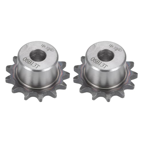 uxcell Chain Roller Sprocket, 10mm Bore 3/8" Pitch 13 Tooth Single Strand Type B Chain Sprocket, A3 Carbon Steel Roller Chain Sprocket for ISO 06B Chain, 2Pcs - size: 42mmx10mm