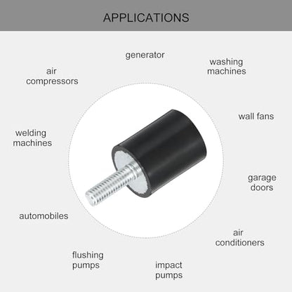 uxcell M6 Thread Rubber Mounts, Vibration Isolators, Cylindrical Shock Absorber with Studs 20 x 25mm 4pcs - size: M6x20x25mm