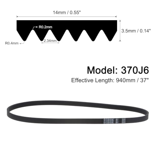 uxcell 370J6 PJ V-Ribbed Belt 6 Ribs 37" L x 0.55" W, EPDM Poly V Belt - size: 370J6