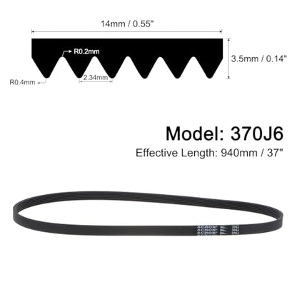 uxcell 370J6 PJ V-Ribbed Belt 6 Ribs 37" L x 0.55" W, EPDM Poly V Belt - size: 370J6