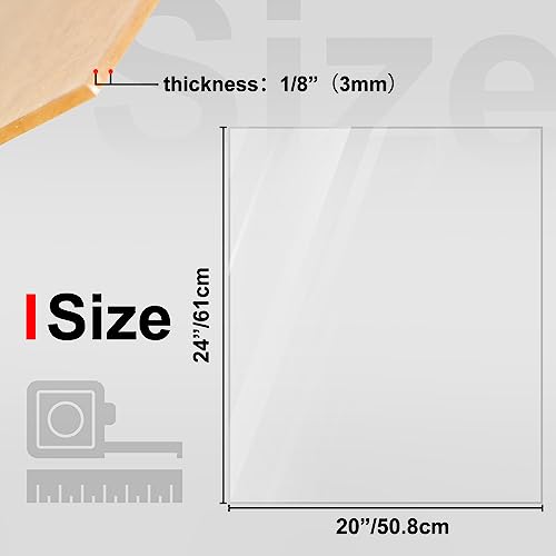 KINLINK 20x24 Plexiglass Sheets 1/8 inch Thick, 3mm Clear Cast Acrylic Sheet, Plastic Board for DIY Project, Craft, Window Glass, Table Top, Picture Frame, Acrylic Sign and Wedding Invitation 4 Pack - color: Clear, size: 20x24