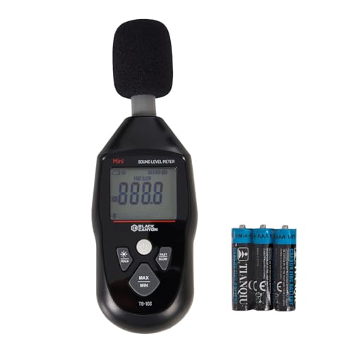 BLACK CANYON Sound Level Meter – Digital DB Meter, Sound Decibel Meter, Decibel Reader, Noise Decibel Reader, 30–130dB, 30Hz–8kHz, A-Weighting,Auto Power-Off, LCD Display (Classic Black)
