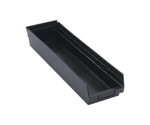 Quantum Storage QSB106 Hanging Plastic Shelf Bin Storage Containers - 23-5/8" x 6-5/8" x 4" - 8 Pack - color: Black