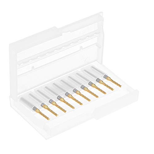uxcell 10Pcs 2mm Titanium Coat Carbide End Mill Engraving Milling Cutter CNC Router Bits for PCB Machine, 1/8" Shank - size: 2mm