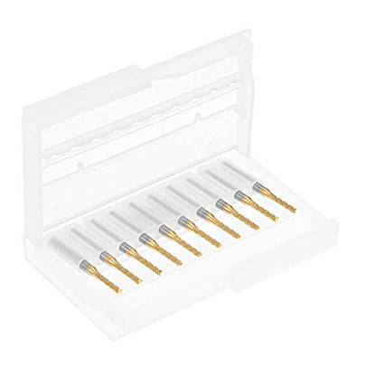 uxcell 10Pcs 2mm Titanium Coat Carbide End Mill Engraving Milling Cutter CNC Router Bits for PCB Machine, 1/8" Shank - size: 2mm