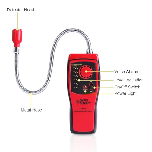 Combustible Gas Detector,Gas Detector Alarm, Portable Natural Gas Tester Detector/Propane Methane Gas Sensor, Combustible Gas Sniffer with Sound Warning, Adjustable Sensitivity and Flex Probe