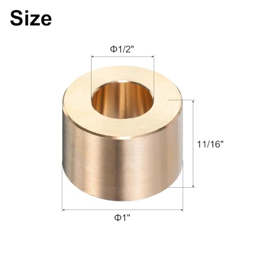 uxcell 4pcs Sleeve Bearings 1/2" Bore x 1" OD x 11/16" Length, Self-Lubricating Brass Bushings - size: 1/2" Bore x 1"OD x 11/16 " Length