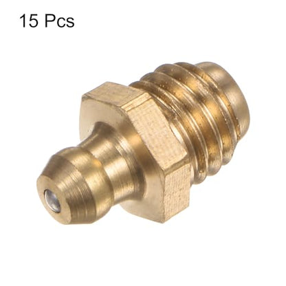 HARFINGTON 15pcs Brass Straight Grease Fitting M10x1.5mm Metric Thread Hydraulic Grease Nipple Accessories for Car - size: M10x1.5