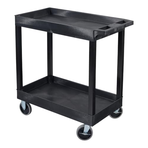 Luxor 32" x 18" Tub Storage Cart 2 Shelves - Black, (EC11-B)