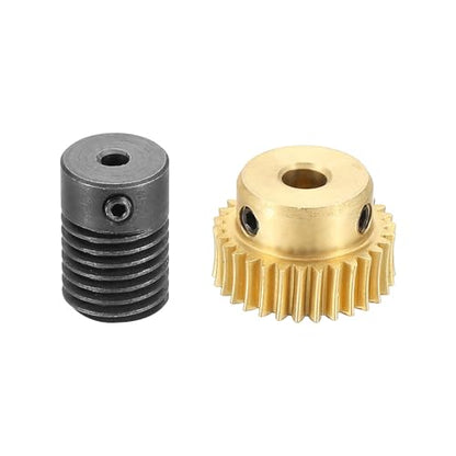 uxcell Worm Gear Set Right Rotation 30T 0.5 Module 1:30 Reduction Rate - size: Gear-4mm, Rod-3mm Bore, style: 0.5M-30T