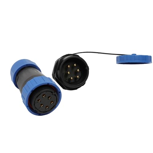 TY28 6 Pin 25A Waterproof Connector Female Male 12awg Wire Plug Socket Screw-Crimp Quick-Disconnect for Power Device Automotive - color: Panel Mount, size: 6 Pin 25A