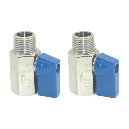 VARMHUS Pack of 2 304 Stainless Steel NPT Mini Ball Valve, Female x Male Thread Shut Off Valve for Water, Oil and Gas (3/8inch) - size: 3/8inch