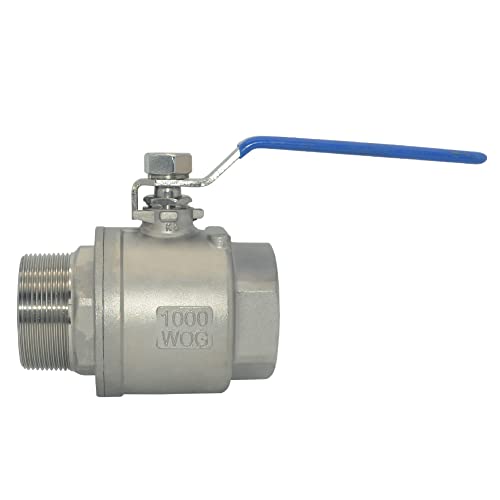 1Pcs 2 Inches Ball Valve - Full Port Heavy Duty Male NPT (MNPT) X Female NPT (FNPT) Thread with Long Handle Switch,Stainless Steel 304 for Water, Oil, and Gas,1000WOG - size: 2 Inch