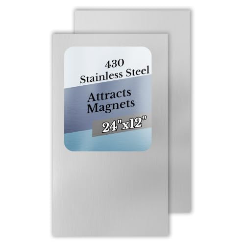 2 Pack 430 Magnetic Stainless Steel Sheets, 18 Gauge 24"x12" Brushed Metal - size: 24″× 12″
