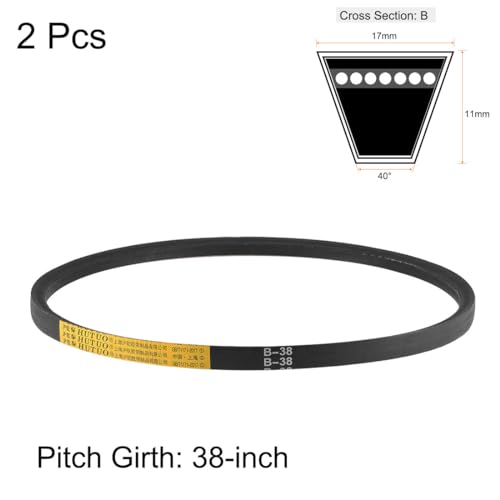 uxcell B38 V-Belts 38" Pitch Length, B-Section Rubber Drive Belt 2pcs - size: 38"