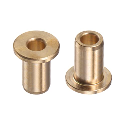 HARFINGTON 2pcs Flange Bearing Sleeve 6mm Bore 10mm OD 20mm Length 2mm Flange Thickness Bronze Bushing Self-Lubricating Bushings Sleeve for Industrial Equipment - size: 6mmx10mmx20mm