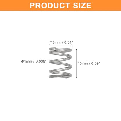 uxcell 5Pcs Compression Spring, Wire Diameter 0.039", OD 0.31", Free Length 0.39" 304 Stainless Steel Coil Mechanical Compressed Spring, Silver - size: 0.039" x 0.31" x 0.39"