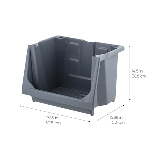 IRIS USA 3-Pack Large Open Front Storage Bins, Gray - size: Large - 3 Pack