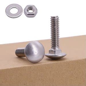 1/2-13 x 3 (4 Sets) Carriage Bolts Screws with Nuts and Washers Hardware Kits, 304 Stainless Steel 18-8, Round Head Carriage Bolts Sets, Square Neck, Fully Threaded - size: 1/2-13 x 3"
