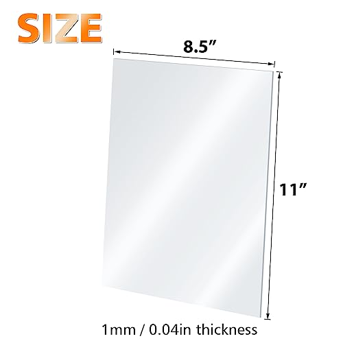 Egofine Plexiglass Sheets Acrylic Sheets 20 Pack of 8.5x11’’ 0.04 Thick Clear Plastic Cast Transparent Plexi Glass for Crafting Projects, Replacement Picture Frame Glass, DIY Display, Easy to Cut - color: Clear, size: 8.5x11"