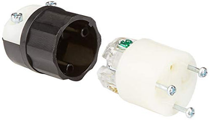 Leviton 5369-C 20A 125V Industrial Straight Blade Connector | Black/White - color: Black-White, style: Grounding