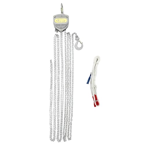 DYNAMI Hand Chain Hoist,Aluminum Alloy Manual Lever Chain Hoist,Thickened Chain, Dual Pawl Brakes, 2 Heavy-Duty Hooks,Lifting Capacity 1.5T,Chain Length 6M,Strap Length 2M,Strap Capacity 2T (1.5T) - style: 1.5T