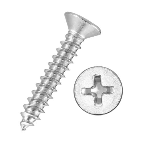 50pcs Phillips Flat Wood Screws #4x5/8 316 Stainless Steel Silver - size: #4x5/8"