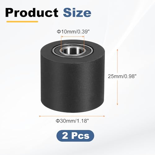 uxcell 2Pcs Plastic Roller Wheel with Bearings 3/8" x 1-3/16" x 1" - size: 3/8" x 1-3/16" x 1" (ID x OD x L)