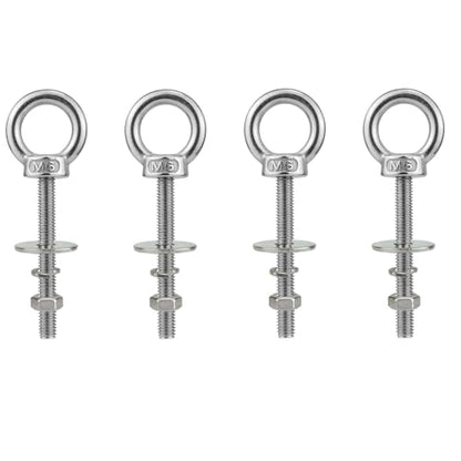 M6 Stainless Steel Eye Bolt with Nuts 4 Pack, M6 x 50mm (1/4" x 2 inch) Long Ring Shoulder Lifting Eye Bolt for Swing, Male Screw Threaded Eyebolt kit Tie Down Outdoor Indoor - size: M6x50mm (1/4"x2")