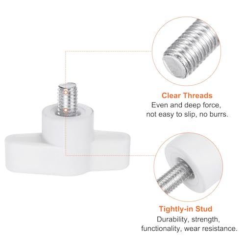 HARFINGTON 20Pcs Wing Knobs M6x10mm Male Thread Plastic Tee Stud Knobs - color: White, size: M6 x 10mm