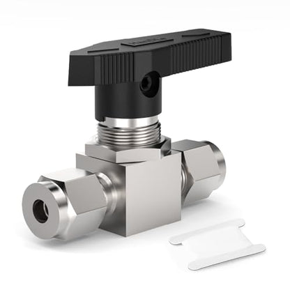 1PCS 304 Stainless Steel Compression Valve, 1/4" Tube OD x 1/4" Tube OD Straight Adapter for water/oil/air systems. - size: 1/4" OD (Valve)