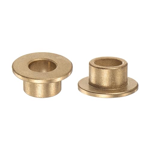 HARFINGTON 2pcs Flange Bearing Sleeve 10mmBore,14mmOD,10mm L,Bronze Bushing - size: 10mm x 14mm x 10mm