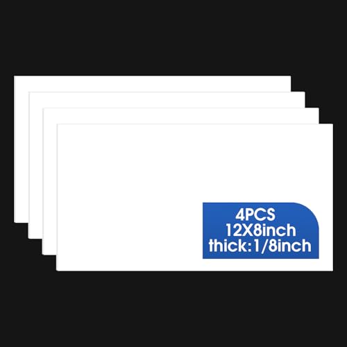 4 Pack White ABS Plastic Sheet, 12" x 8" x 1/8" Thick Hard Thermoplastic Sheet, Moldable Plastic Panel for Crafts, Car Interiors, Home Decor, DIY Projects - color: White, size: 12"x8"x1/8"