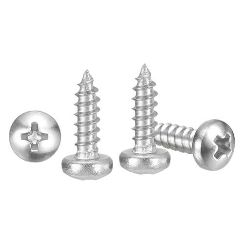 METALLIXITY Phillips Pan Head Self Tapping Screw #4x3/8 100Pcs - color: Silver Tone, size: #4x3/8"
