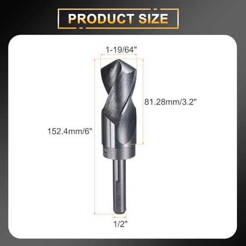 HARFINGTON 1-19/64" Drill Bit 1/2" Reduced Shank 3-Flat 4241 HSS 118° - size: 1-19/64" with 1/2" Shank